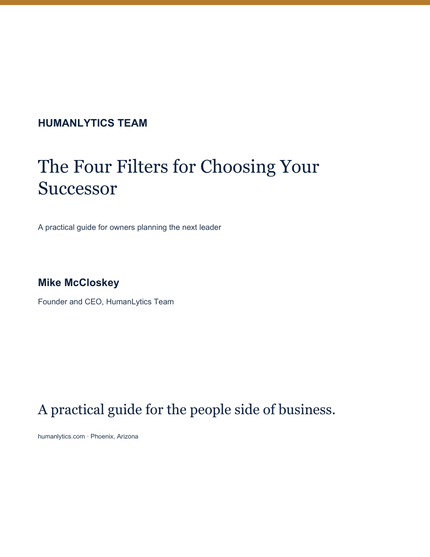 The Four Filters for Choosing Your Successor cover